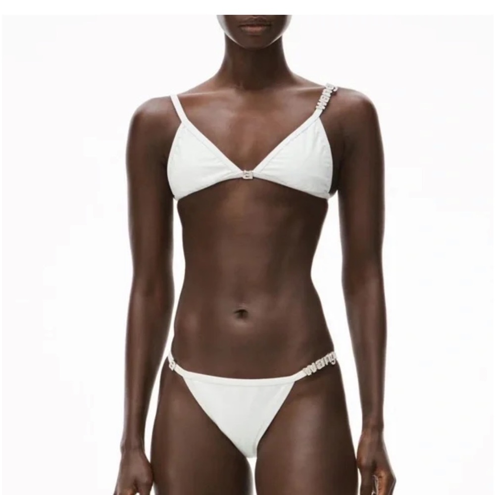 Alexander Wang Women's white Crystal Logo Bikini Set in XS